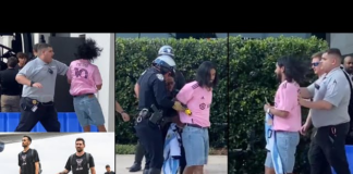 Un fanático saltó la valla y fue en busca de Messi por una firma: fue detenido Un fanático saltó la valla y fue en busca de Messi por una firma: fue detenido