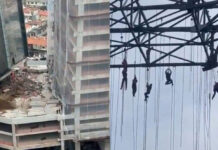 Obreros quedan colgando a 140 metros de altura en Brasil Obreros quedan colgando a 140 metros de altura en Brasil