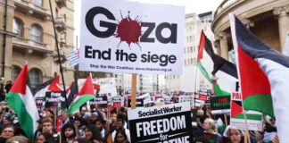 Miles se manifiestan en Londres en favor del pueblo palestino Miles se manifiestan en Londres en favor del pueblo palestino