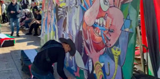 El artista Roberto Márquez creó un colorido mural en honor a los caídos en la guerra entre Israel y Hamas El artista Roberto Márquez creó un colorido mural en honor a los caídos en la guerra entre Israel y Hamas