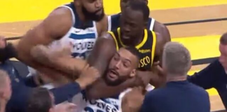 Fuerte pelea termina con tres expulsados entre Warriors y Timberwolves, que luego ganan 104 a 101 Fuerte pelea termina con tres expulsados entre Warriors y Timberwolves, que luego ganan 104 a 101