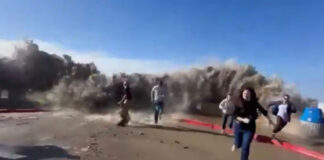 Enorme ola golpea playa en California y deja ocho heridos Enorme ola golpea playa en California y deja ocho heridos