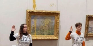 Activistas lanzan sopa a obra de Claude Monet en museo de Lyon Activistas lanzan sopa a obra de Claude Monet en museo de Lyon