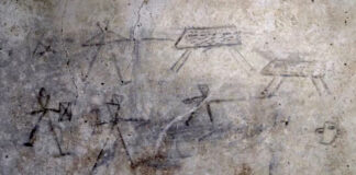 Hallan en Pompeya dibujos infantiles de cazadores y gladiadores Hallan en Pompeya dibujos de cazadores y de gladiadores hechos por niños