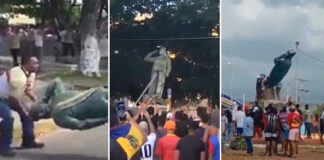 Venezolanos derriban cuatro estatuas de Hugo Chávez, en protesta contra Maduro Venezolanos derriban cuatro estatuas de Hugo Chávez, en protesta contra Maduro