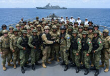 Realizan México y EEUU ejercicios militares en buque destructor de misiles guiados Realizan México y EEUU ejercicios militares en buque destructor de misiles guiados