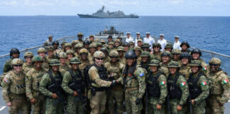 Realizan México y EEUU ejercicios militares en buque destructor de misiles guiados Realizan México y EEUU ejercicios militares en buque destructor de misiles guiados