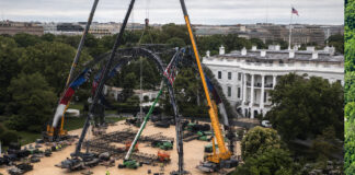 Construyen arena de lucha en la Casa Blanca para peleas de la UFC por el cumpleaños de Trump Construyen arena de lucha en la Casa Blanca para peleas de la UFC por el cumpleaños de Trump