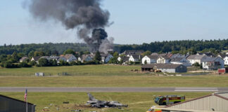 Un avión caza F-16 estadounidense se estrella en base aérea de EEUU en Alemania Un avión caza F-16 estadounidense se estrella en base aérea de EEUU en Alemania