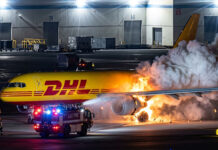 Estallan y se incendian llantas de avión de DHL en el aeropuerto de Los Ángeles Estallan y se incendian llantas de avión de DHL en el aeropuerto de Los Ángeles