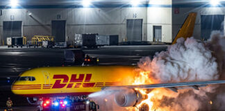 Estallan y se incendian llantas de avión de DHL en el aeropuerto de Los Ángeles Estallan y se incendian llantas de avión de DHL en el aeropuerto de Los Ángeles
