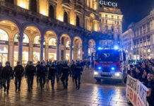 Disturbios, enfrentamientos, saqueos, incendios y choques con la policía italiana en Milán Disturbios, enfrentamientos, saqueos, incendios y choques con la policía italiana en Milán